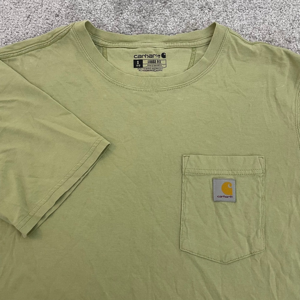 Carhartt T Shirt Womens Small Loose Fit Green Pocket Short Sleeve Crew Neck